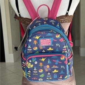Loungefly 2024 Blue and Pink Mickey Minnie Disney World Design NWT